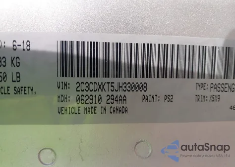 2018 Dodge Charger Police Awd from USA, damaged, VIN 2C3CDXKT5JH330008